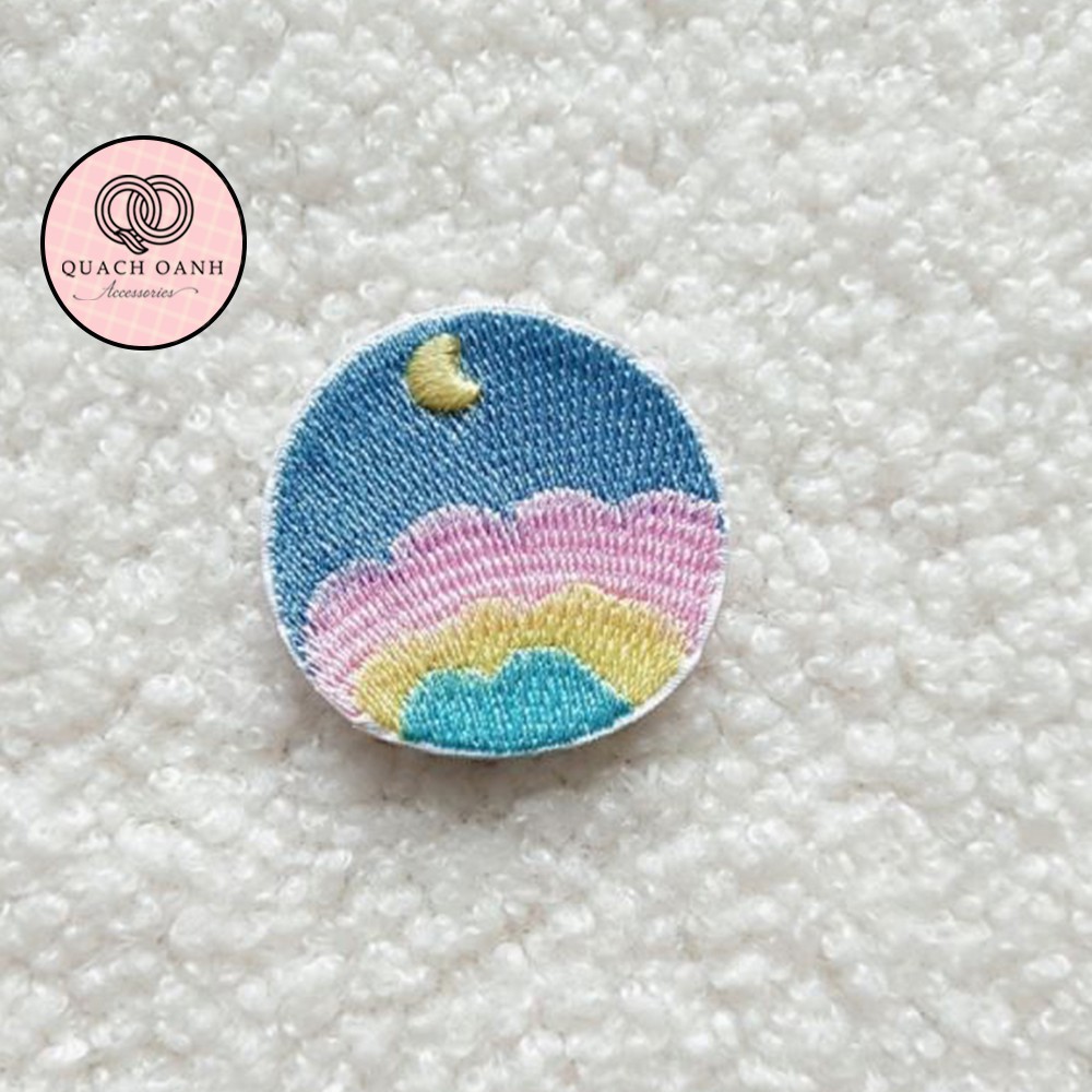 Sticker nhãn dán vải thêu hình độc đáo là ủi trang trí sổ, vở, mũ bảo hiểm - ST07