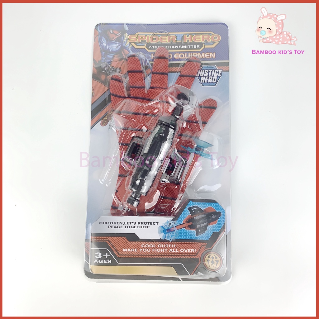 Bộ Đồ chơi bắn phi tiêu hít + Găng tay người nhện cho bé đồ chơi Siêu Anh Hùng