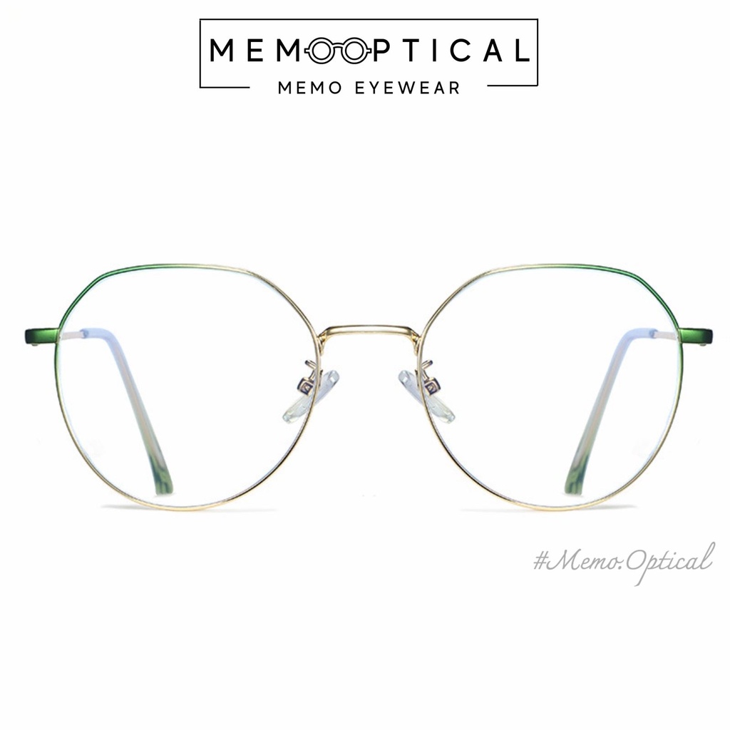 Gọng kính cận kim loại nữ Memo Optical thiết kế dáng tròn thanh mảnh màu sắc thời trang KL195