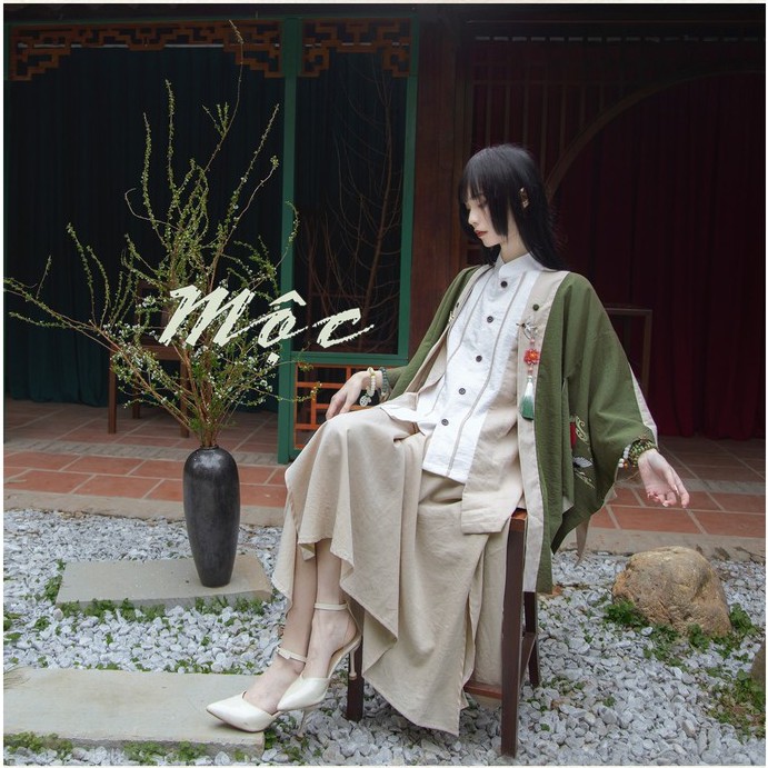 Áo khoác đũi Haori kiểu Nhật Bản - Mộc