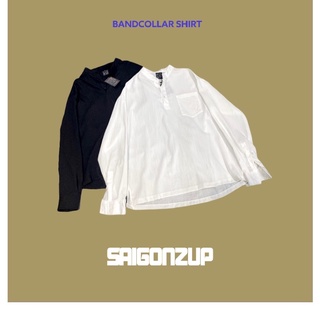 Áo sơmi cổ trụ band collar - saigonzup