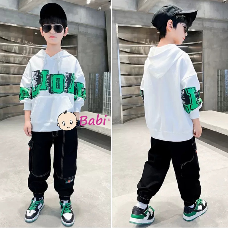 Áo Hoodies dài tay Hàn Quốc in chữ cho bé trai, Áo Babi tay dài thu đông cotton cao cấp thời trang từ size đại 20kg-55kg