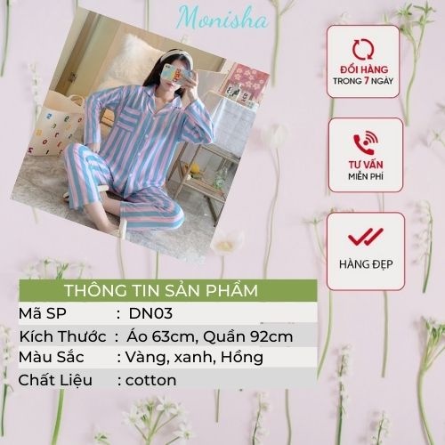 Bộ ngủ pijama dài tay nữ họa tiết kẻ sọc , Bộ mặc nhà ngủ nữ đẹp lụa sữa mùa đông DN03