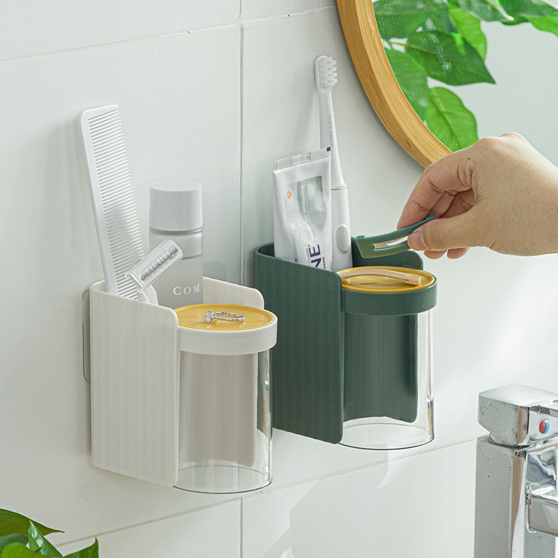Hộp đựng bàn chải đánh răng treo tường trắng nhựa cao cấp NaChuan