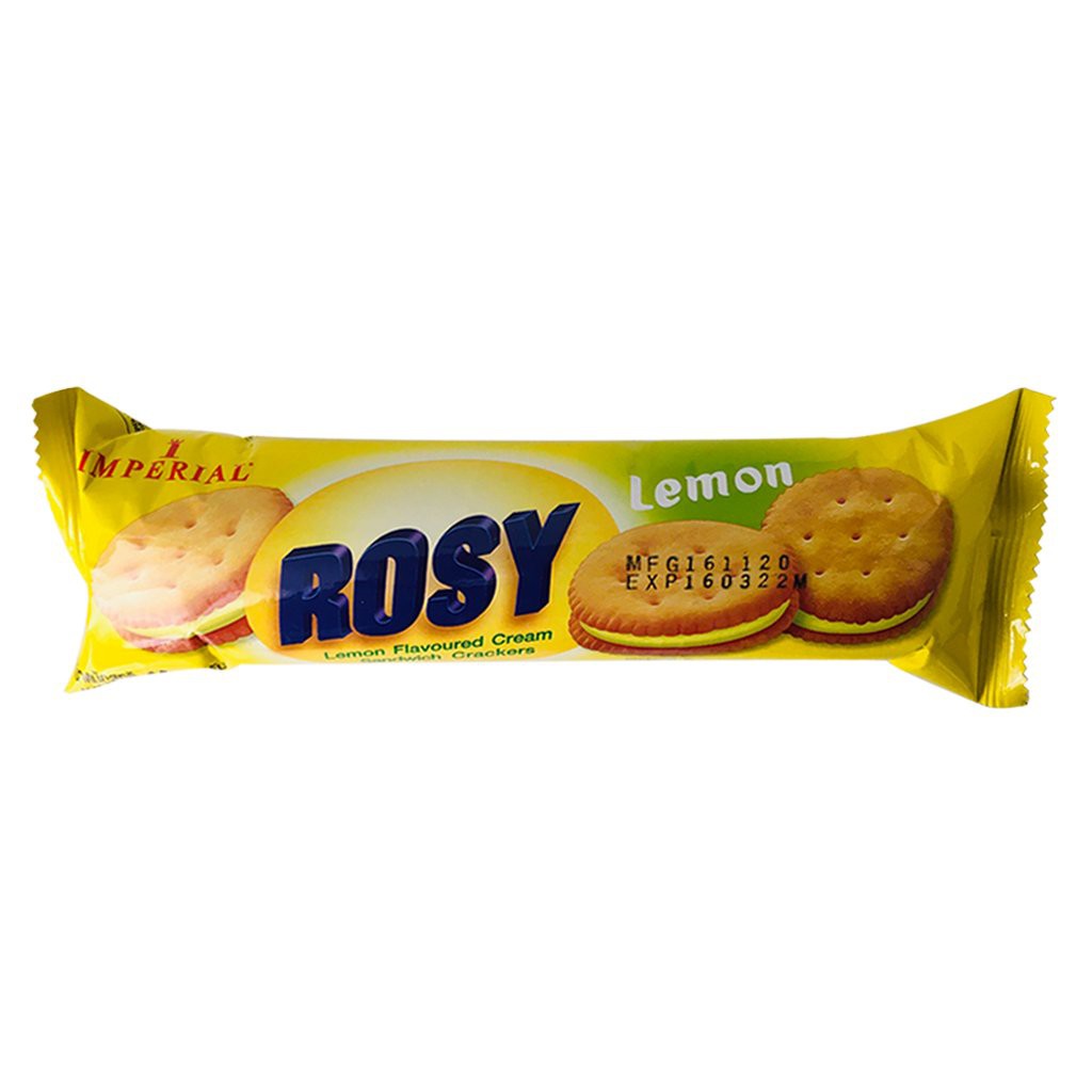 Bánh quy giòn nhân kem chanh ROSY 100gr - bánh quy Thái Lan không chất bảo quản - Biscuit sandwich crackers lemon