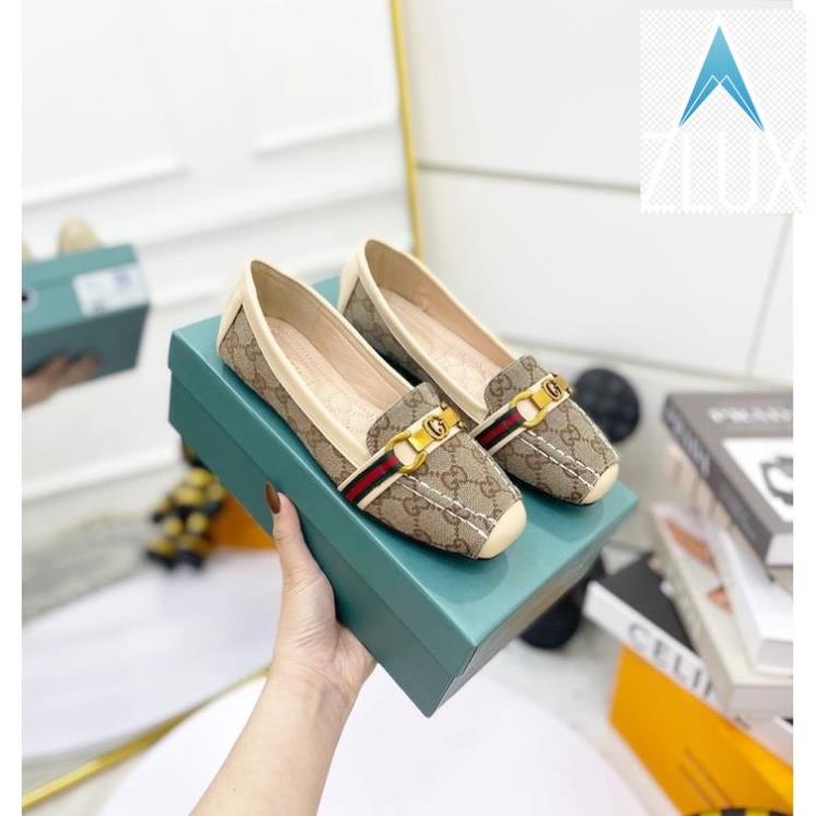 👂🖖 Giày moca guci hoạ tiết khoá ngang mũi vuông đế bệt fullbox 👂🖖