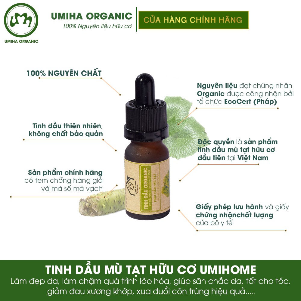 Tinh dầu Mù Tạt hữu cơ UMIHOME nguyên chất 10ml - Khử khuẩn, tốt cho hô hấp và tiêu hóa, dưỡng da và chống lão hóa