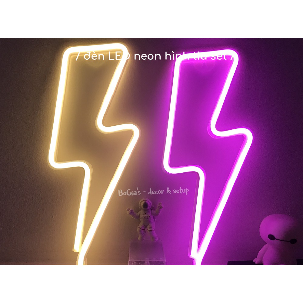 Đèn Led Neon trang trí hình TIA SÉT sáng, đẹp [nguồn USB &amp; PIN]