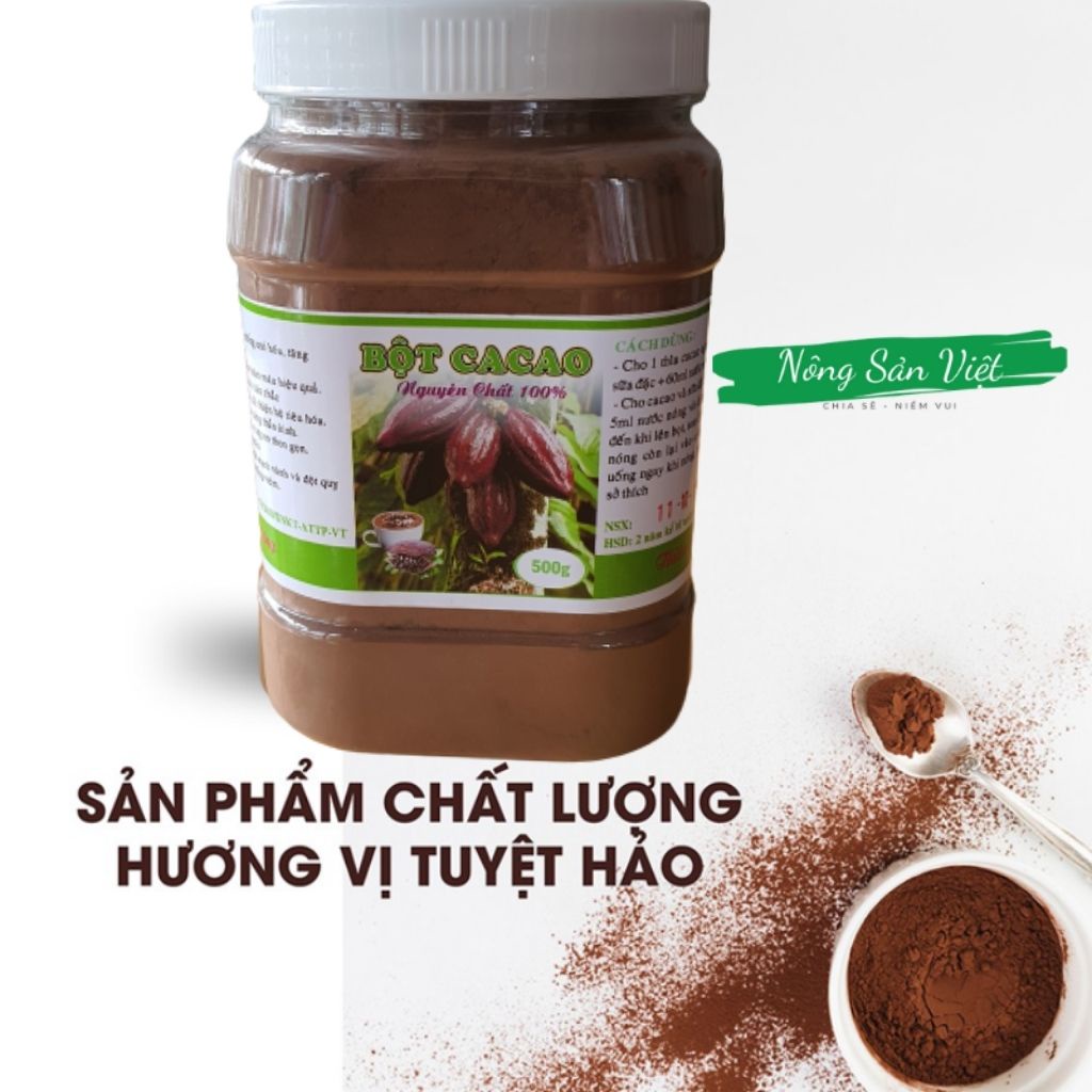 Bột cacao nguyên chất 100%, bột cacao giảm cân, cacao đăk lăk loại1 [500g đậm đặc, thơm ngon] 0410002