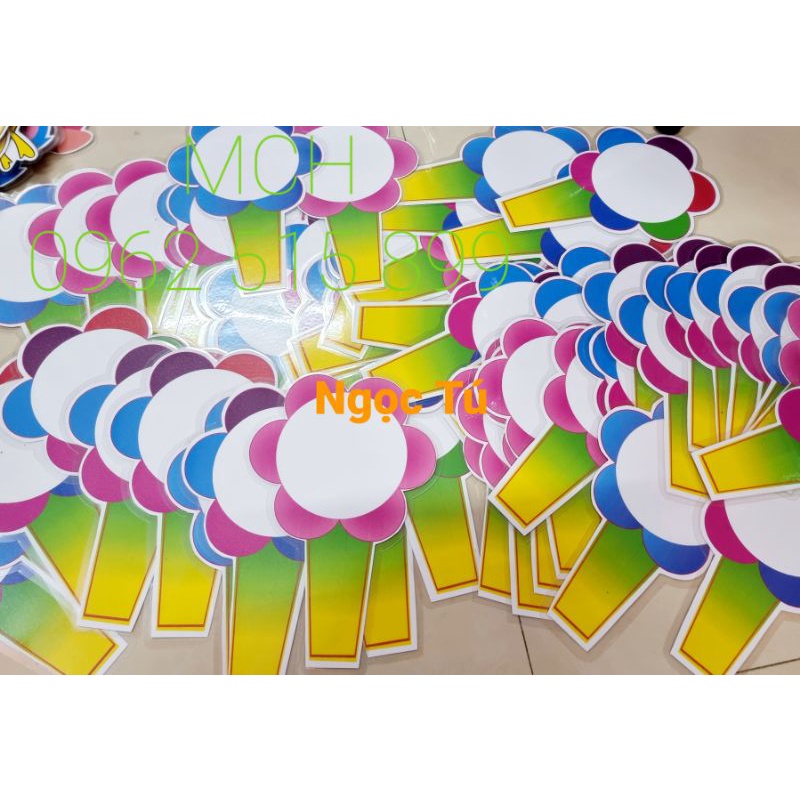 💥Thẻ Hoa cầm tay ghi đáp án 1 mặt ABCD ĐS, Số,  Dấu...