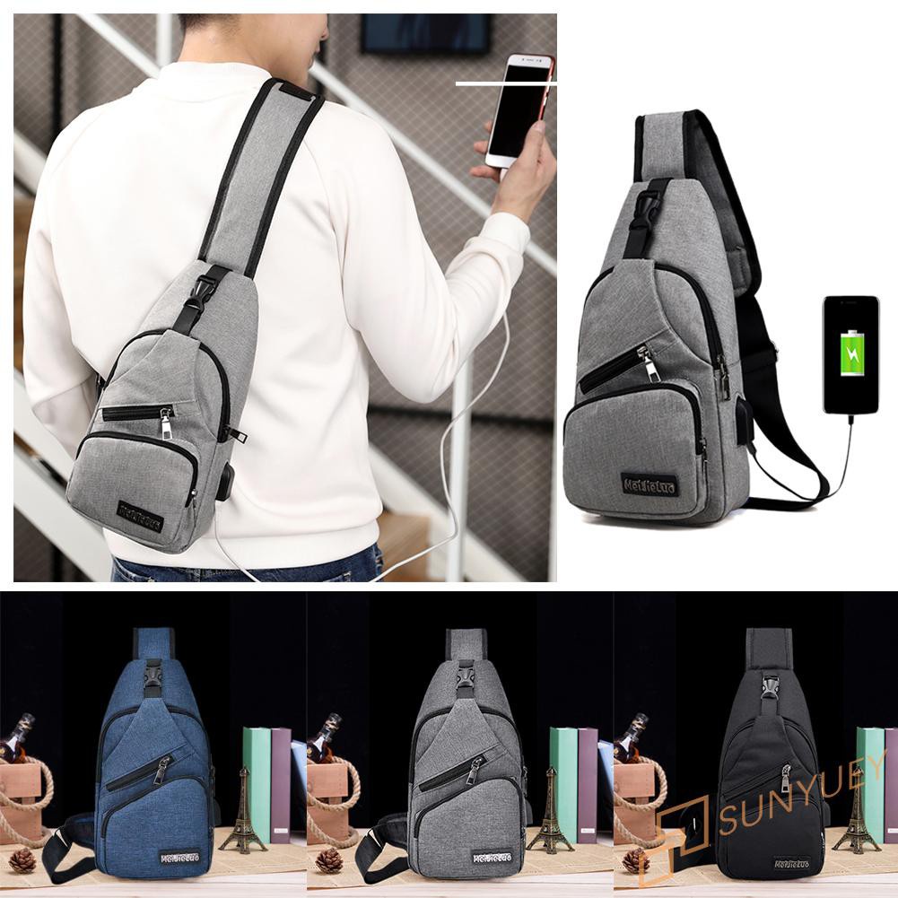 【In Stock】Oxford Cloth Chest Bag Men Zipper Outdoor Casual Crossbody Phone Belt Pouch