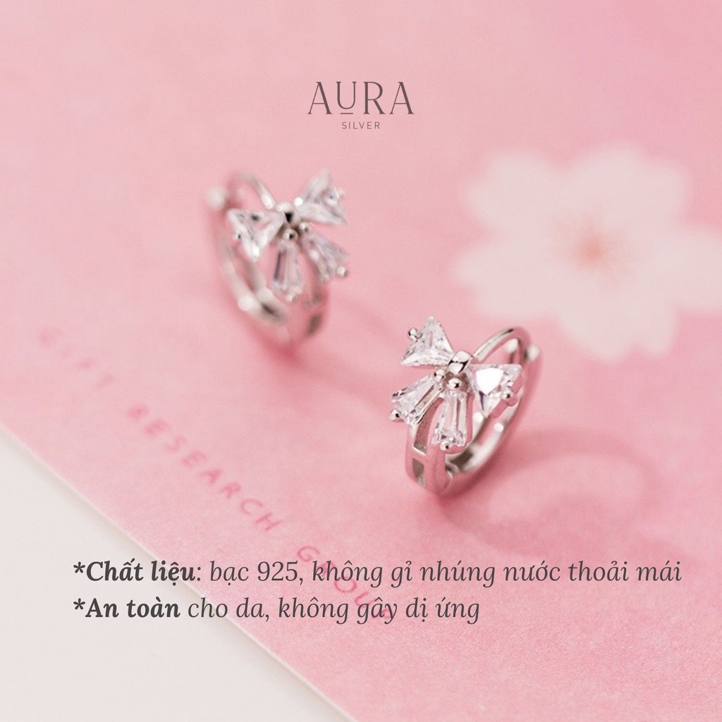 Khuyên tai bạc nữ không gỉ kiểu dáng nơ đá-KT49-AURASILVER