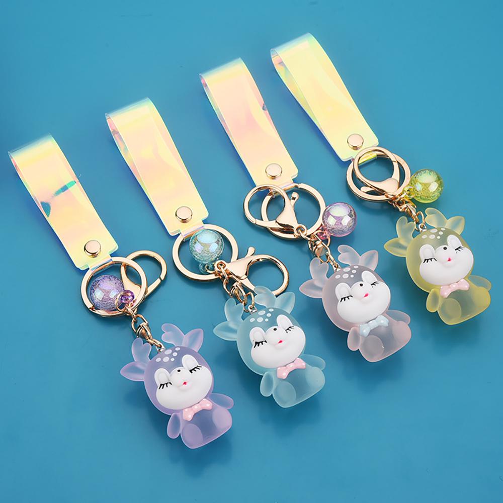 CLEOES Móc Khóa Hình Hươu Có Đèn Led Dễ Thương
