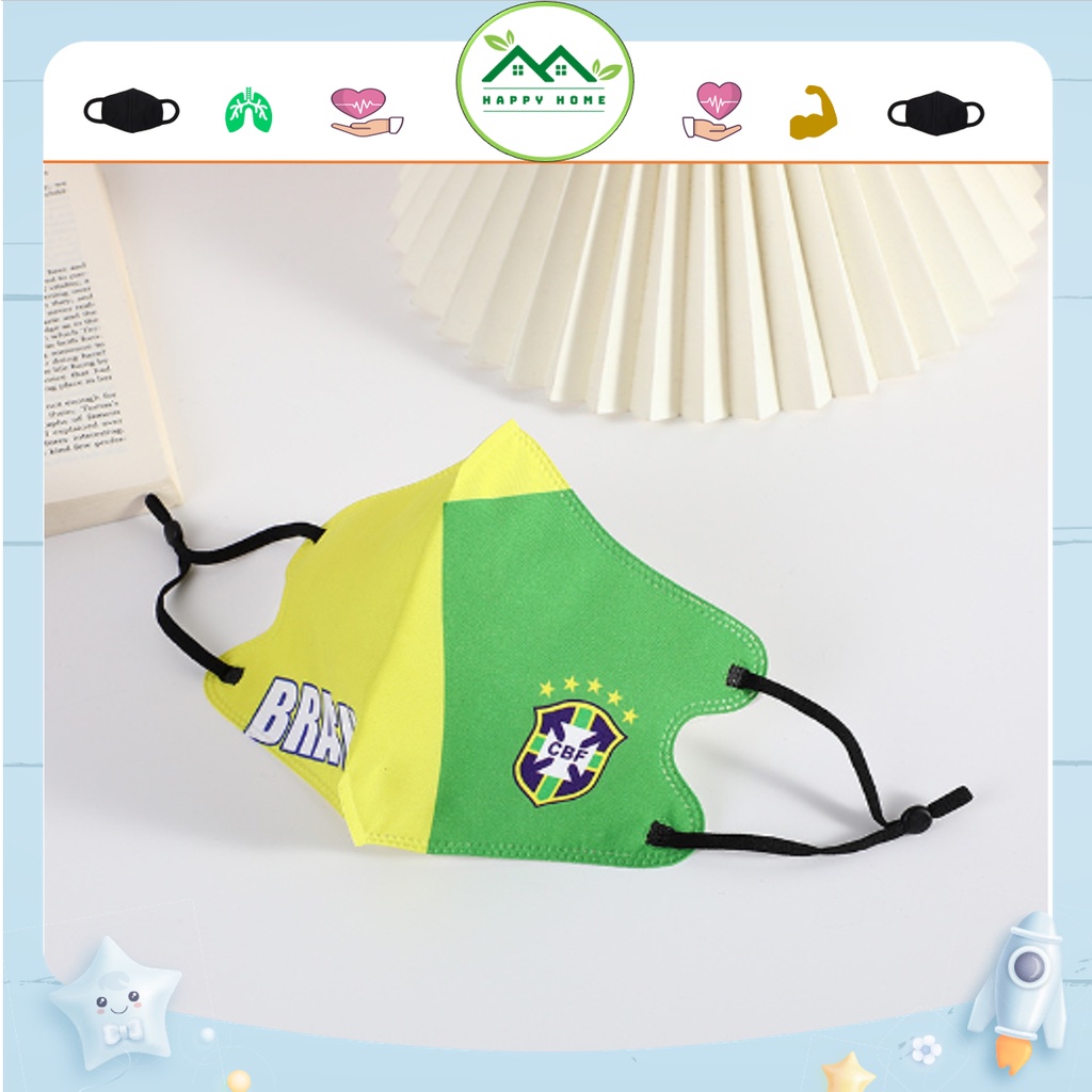 Khẩu trang vải cotton chống bụi mịn họa tiết thể thao cá tính có dây rút điều chỉnh có thể tái sử dụng
