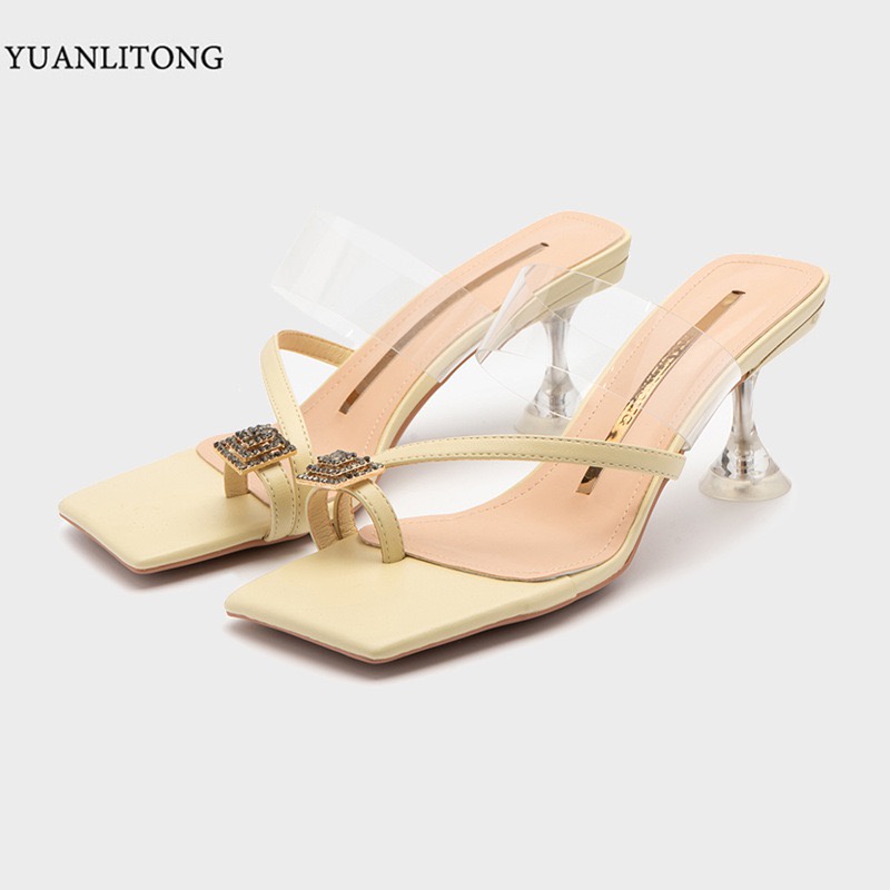 Giày cao gót nữ 6cm xỏ ngón chính hãng YLT quai trong đế trụ đính đá xinh xắn phong cách thời trang công sở MSP: 835-3