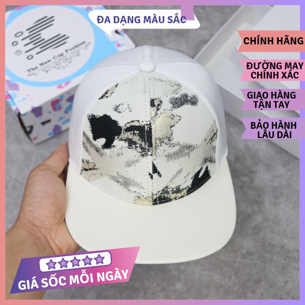 Mũ snapback Nón Cam phiên bản độc quyền kiểu dáng mới 2022 phối màu trắng đen hàng FULLBOX