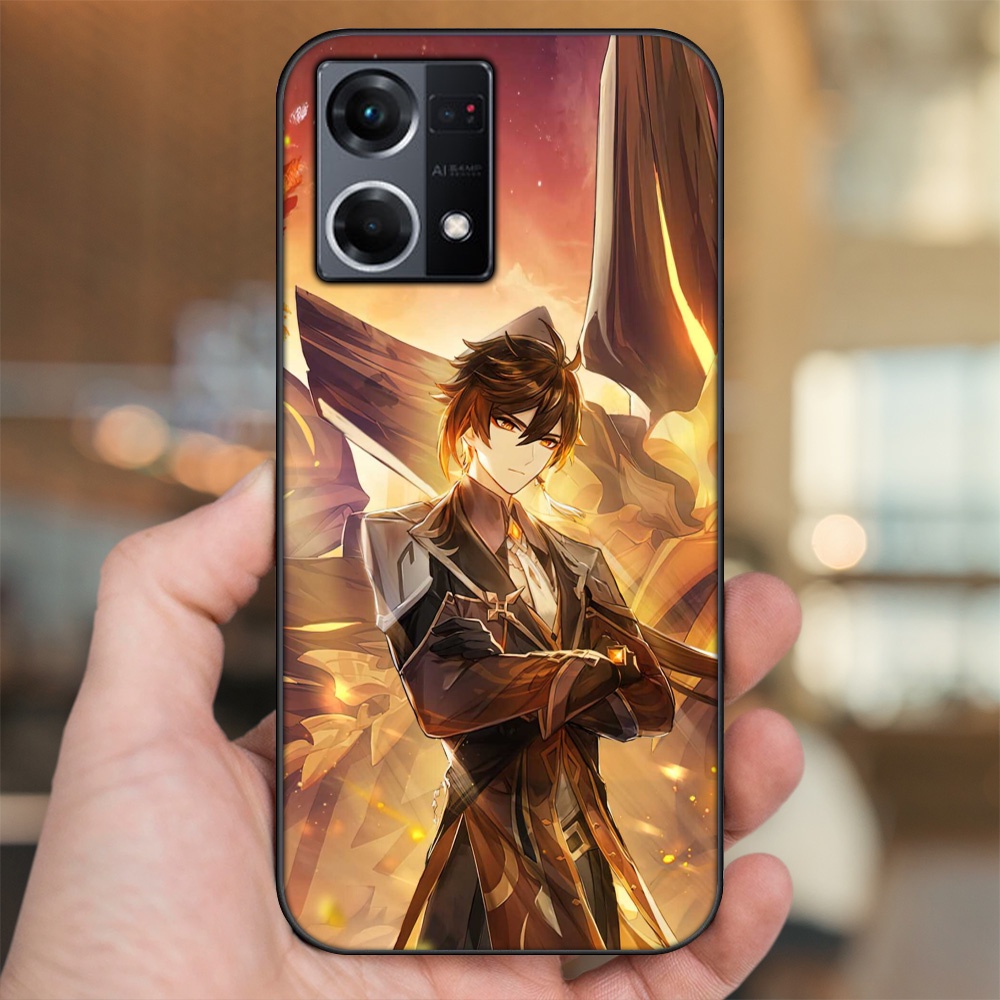 Ốp lưng Oppo Reno 8 4G viền đen in hình Zhongli Genshin Impact
