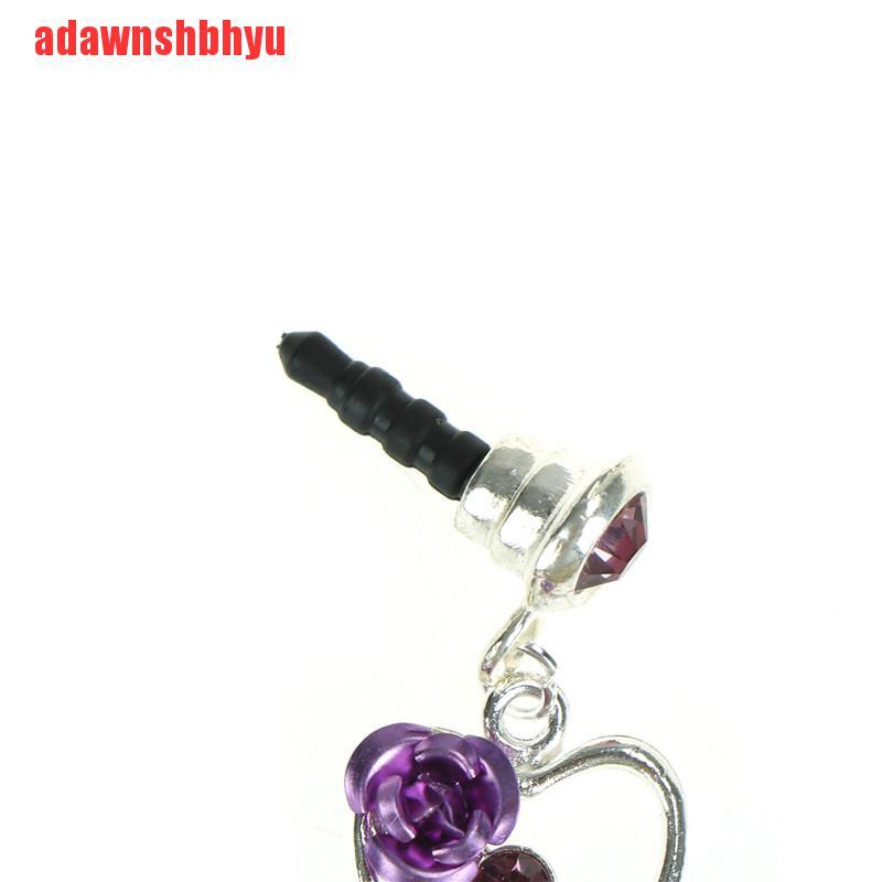 [adawnshbhyu]Peach heart rose phone dust plug cellphone accessories 3.5mm earphone dust plug