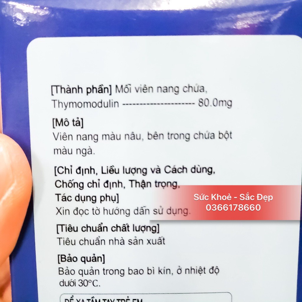 HEPEDON cap Thymomodulin 80mg- Tăng Đề Kháng Hộp 100v