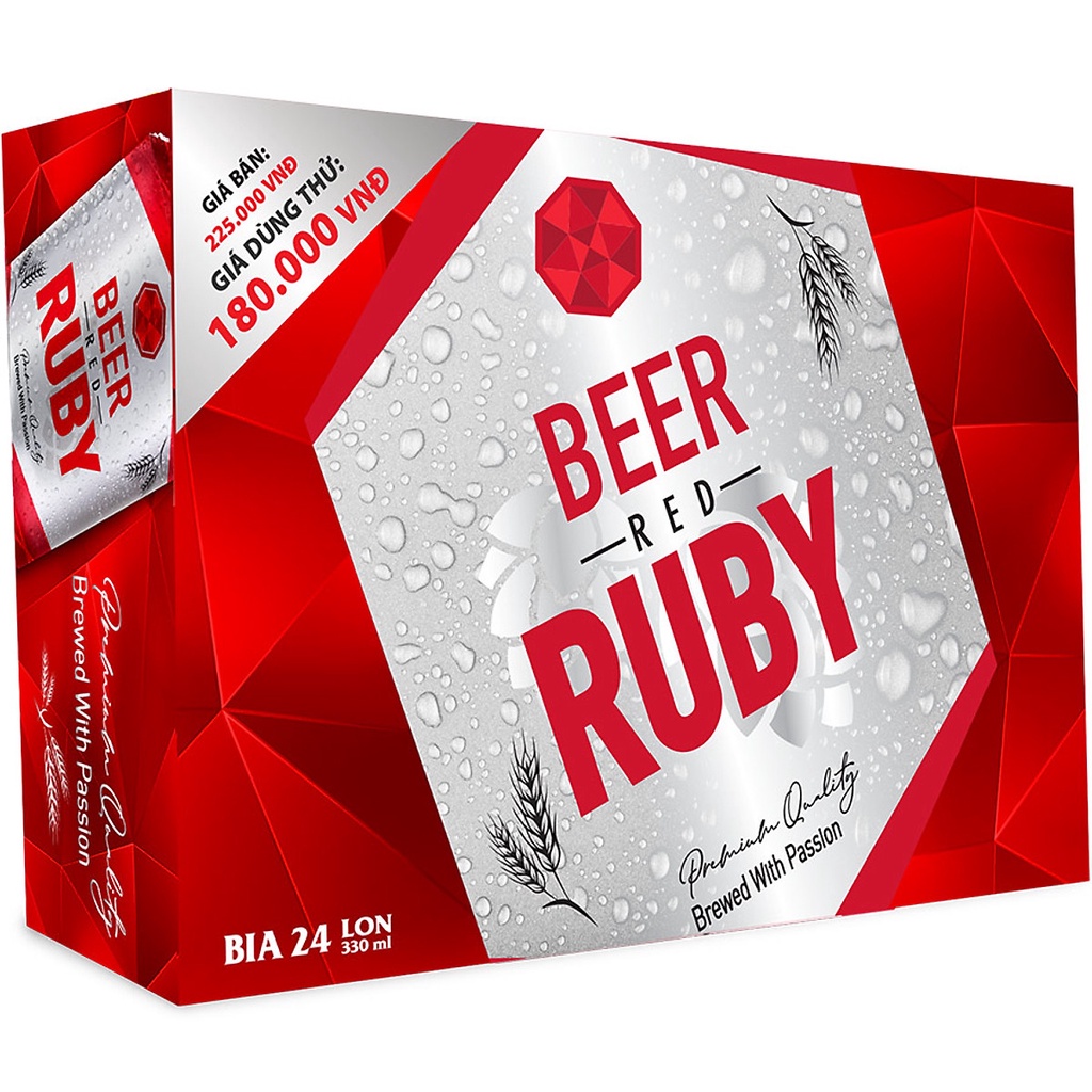 Bia Red Ruby 330ml x 24 lon-Đỏ may mân vui thả ga