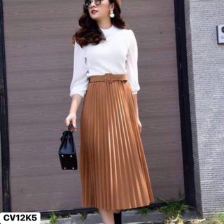Chân váy xếp ly kèm đai sẵn hàng tại shop