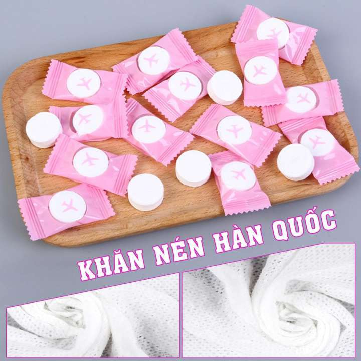 Set 10 Khăn Giấy Nén Hình Viên Kẹo Cao Cấp, Tiện Dụng