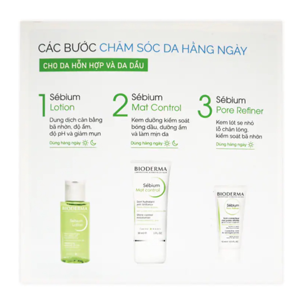 Set 3 Sản Phẩm Bioderma Cân Bằng Da Hỗn Hợp &amp; Da Dầu COCOLUX