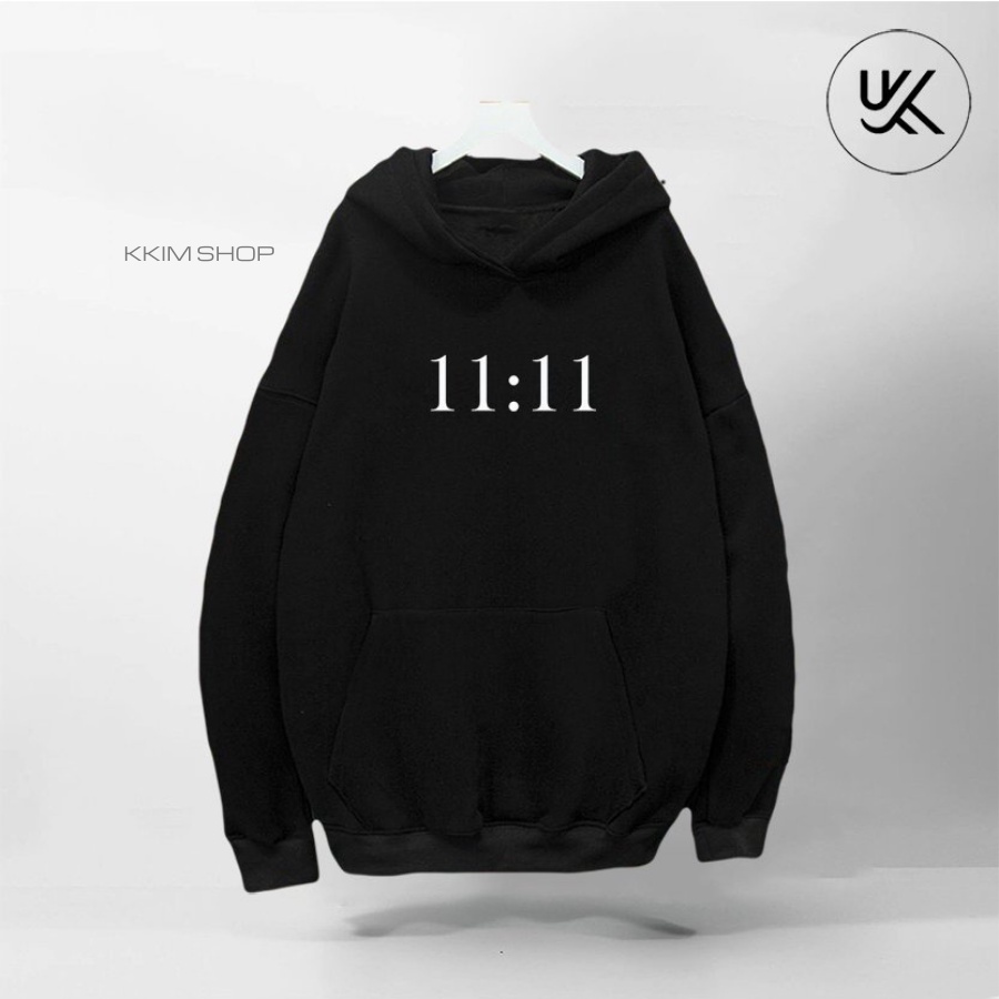 Áo Nỉ HOODIE 11:11 XANH LÁ, Áo hoodie unisex nam nữ form rộng oversize chất liệu Nỉ bông cao cấp KKIM SHOP