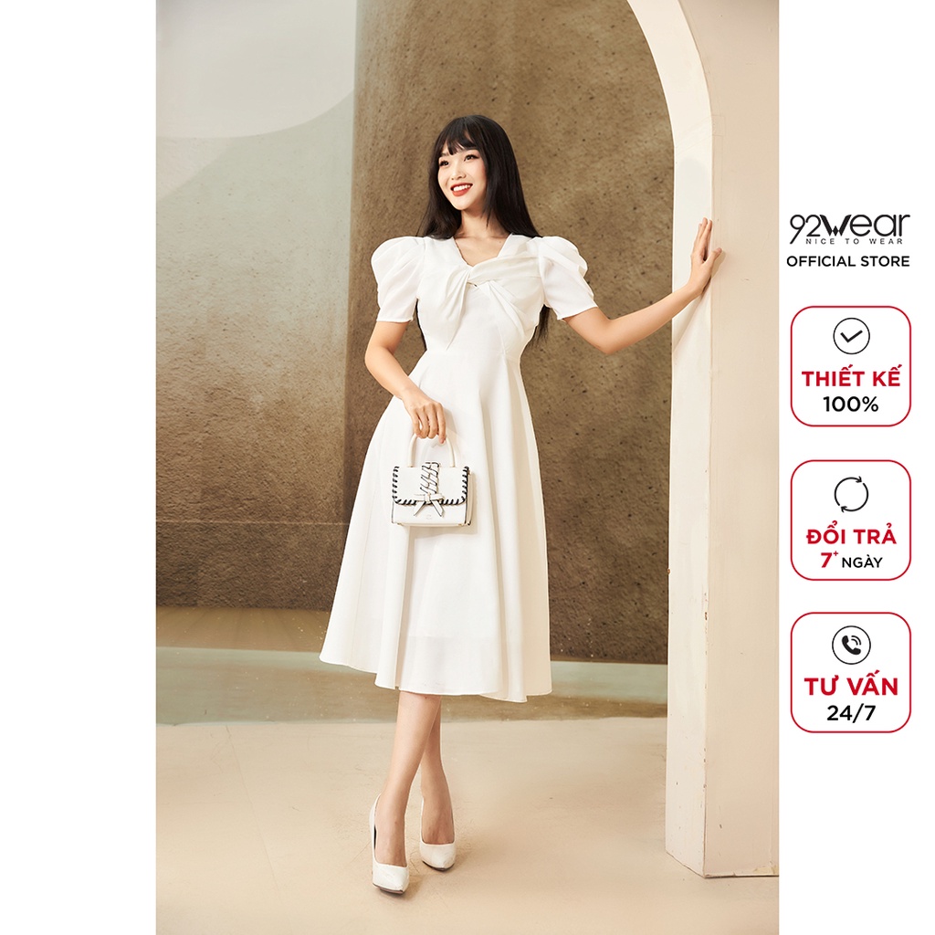 Đầm Xòe ngắn tay xoắn nơ ngực DDW0576 - 92 Wear