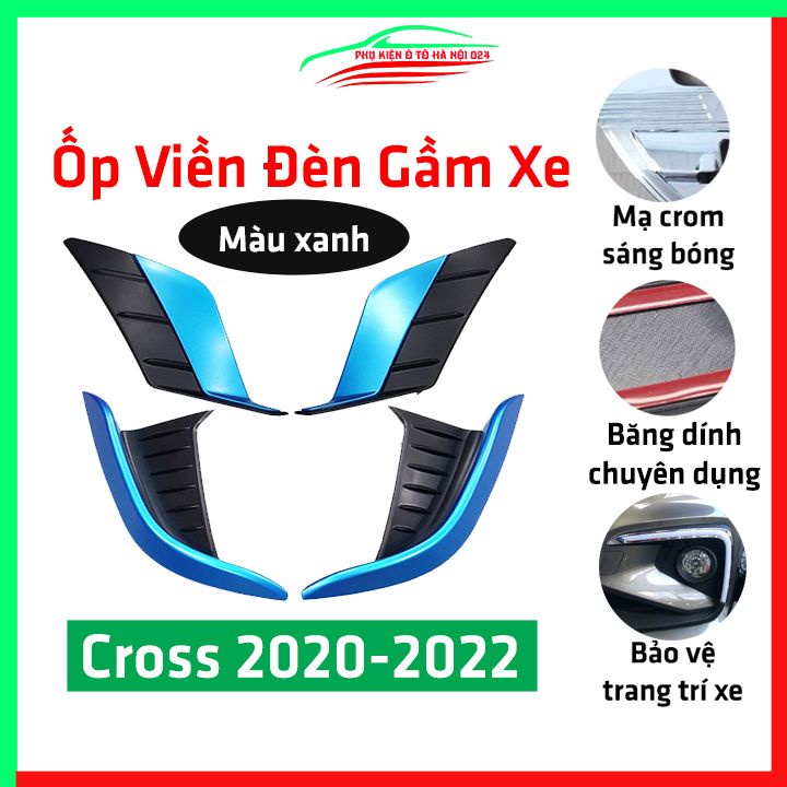 Ốp viền đèn gầm trước sau xe Cross 2020-2022 xanh mạ Crom chống trầy trang trí làm đẹp xe