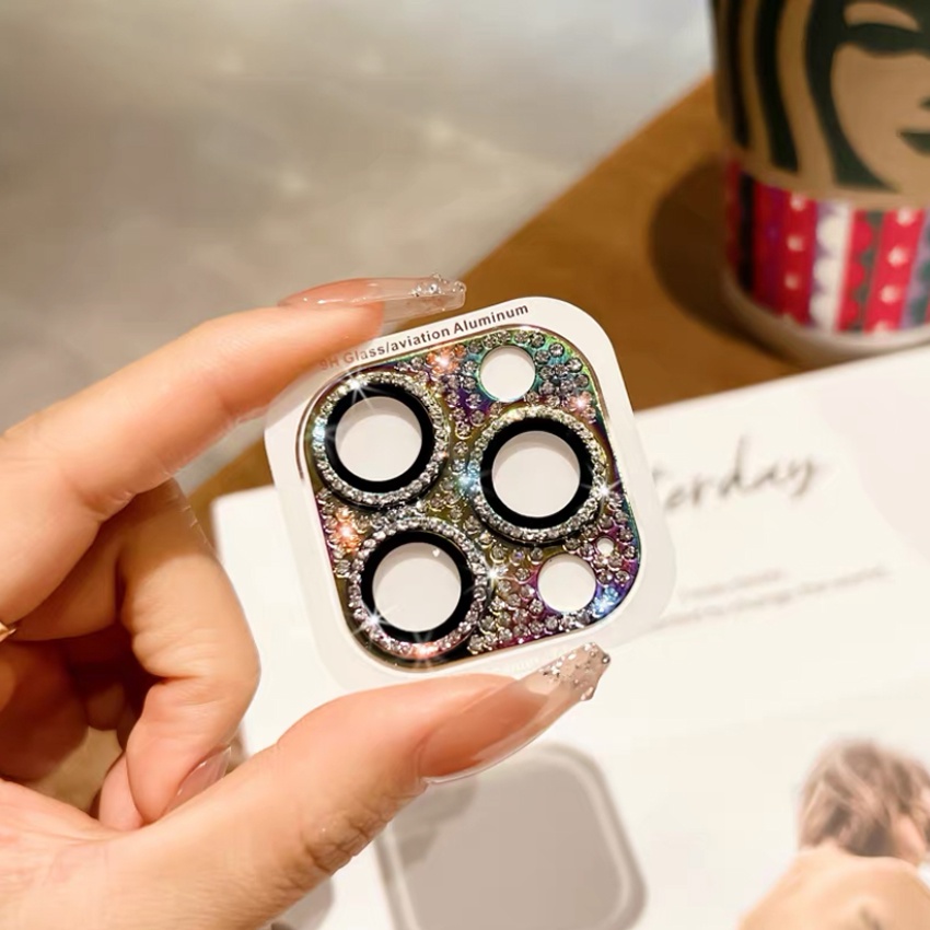 Miếng Dán Bảo Vệ Ống Kính Máy Ảnh Đính Kim Cương Lấp Lánh Sang Trọng Cho iPhone 14 13 Pro Max 11 12 XS X