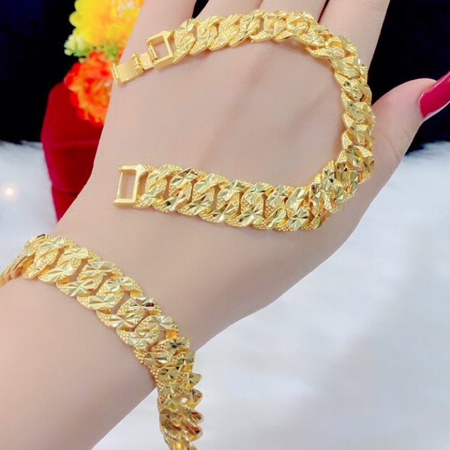 Lắc tay nữ kiểu chạm màu vàng 24 cao cấp
