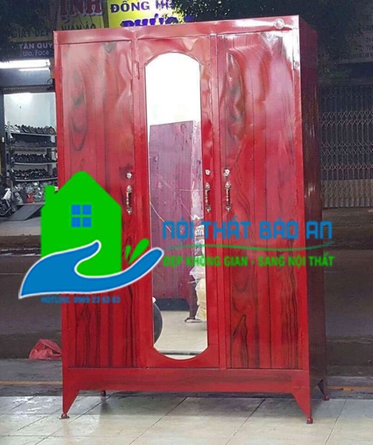 Tủ quần áo sắt 3 cửa ngang 1m2 cao 1m8 nhiều màu | BigBuy360 - bigbuy360.vn