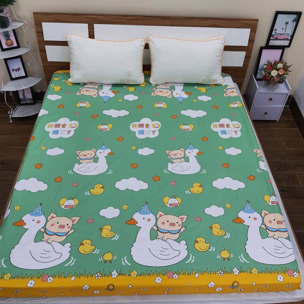 (Siêu giảm giá) Ga (Drap) chống thấm cotton TPU cao cấp mẫu Cá cảnh cho gia đình có trẻ nhỏ, người già, KO KÈM VỎ GỐI