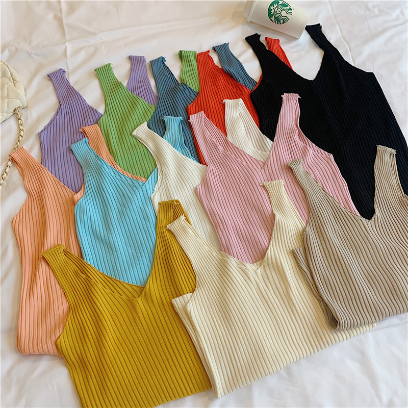 Áo Thun Không Tay Cổ Chữ V Thời Trang Cho Nữ