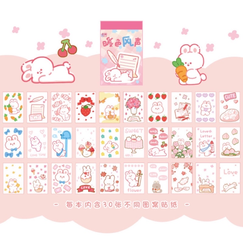 🌸Set 30 tấm sticker nhãn dán trang trí hoạ tiết hình thú dễ thương🌸