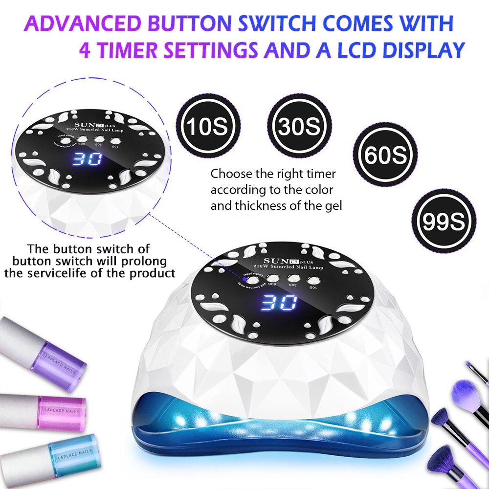 Đèn LED UV Sấy Khô Móng Tay Nhanh Chóng Có 4 Hẹn Giờ Chuyên Nghiệp