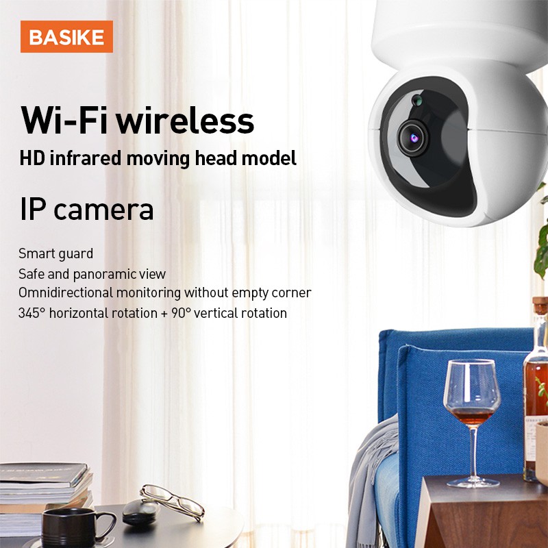 Camera WiFi Không Dây Hồng Ngoại BASIKE BSK-CMR01 Tầm Nhìn Ban Đêm Chất Lượng Ảnh Độ Nét Cao 1080P Cho Gia Đình