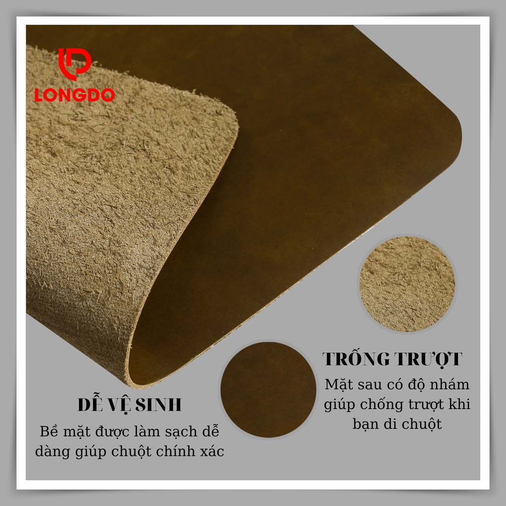 Lót chuột da thật - Bảo hành 5 năm - Hàng chính hãng thương hiệu Longdo Leather - Pullup