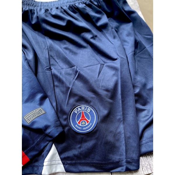 Set bộ quần áo thể thao bóng đá vải gai thái clb psg màu xanh than logo thêu đầy đủ 2022 2023