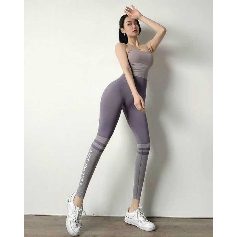 Quần tập legging chun mông cạp cao siêu nâng mông có viền tập gym, yoga cao cấp