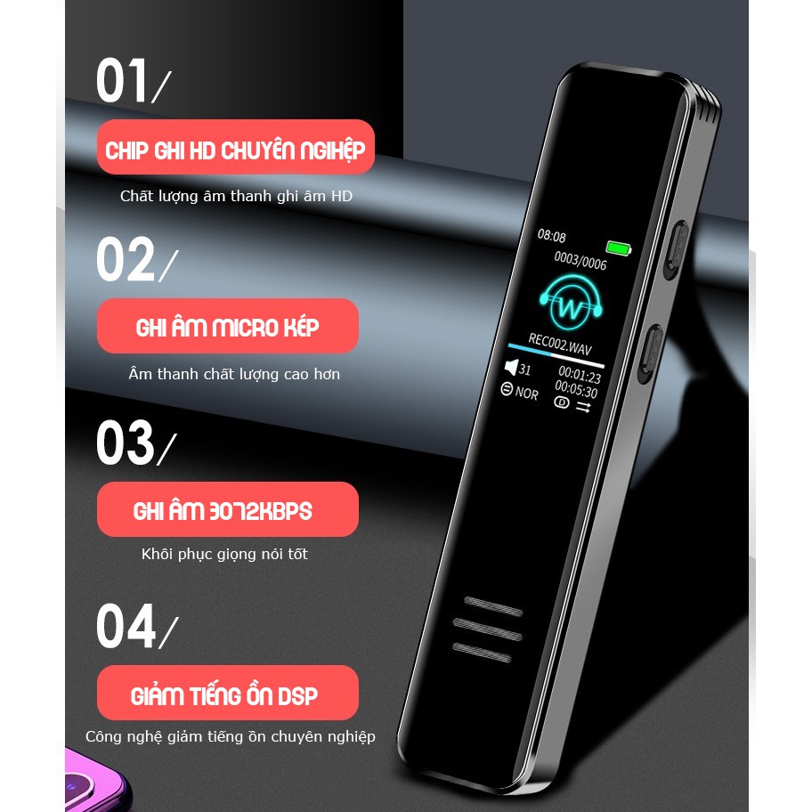 Máy Ghi Âm Chuyên Nghiệp 299IPS Bộ Nhớ Trong 8GB - Digital Voice Recorder