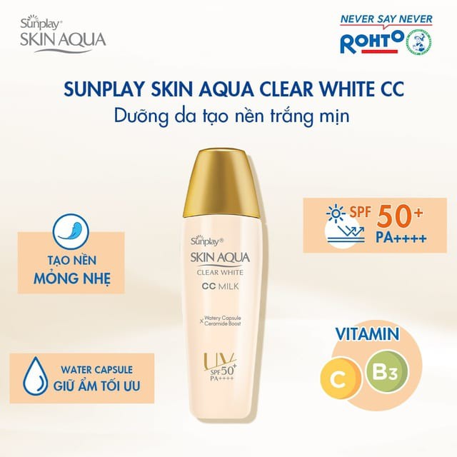 (Hsd 2024) Sữa chống nắng tạo nền Sunplay Skin Aqua Clear White CC Milk 25g