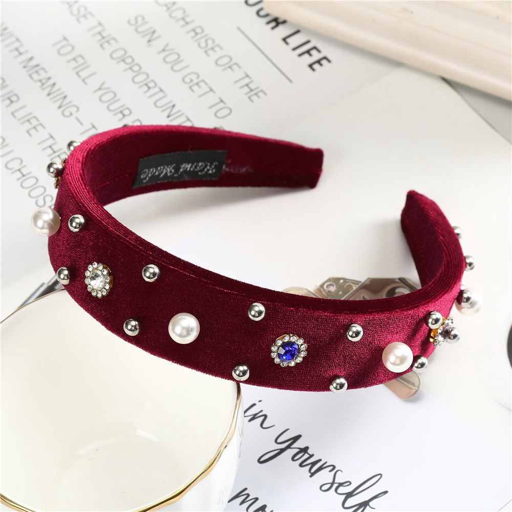 Băng Đô Vải Nhung Đính Ngọc Trai Thời Trang Hàn Quốc