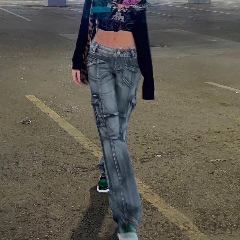 Quần dài ống đứng lưng cao màu xám thời trang xuân thu cho nữ