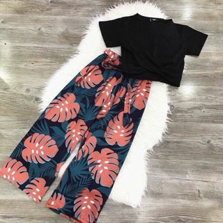 Bộ quần ống sớ hoạ tiết
