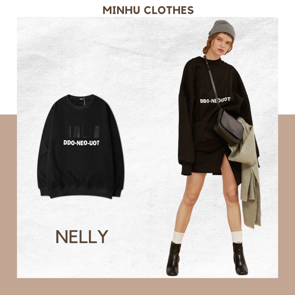 Áo sweater form rộng Nelly unisex chất nỉ cao cấp có size