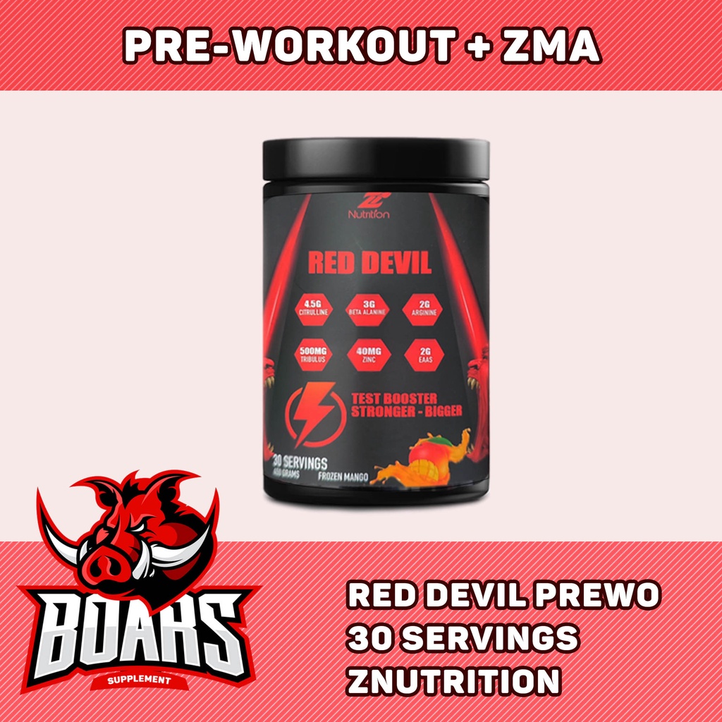 ZNUTRITION RED DEVIL PREWORKOUT - TĂNG SỨC MẠNH KHÔNG CHẤT KÍCH THÍCH, ZMA TĂNG TESTOSTERONE (30 LẦN DÙNG)