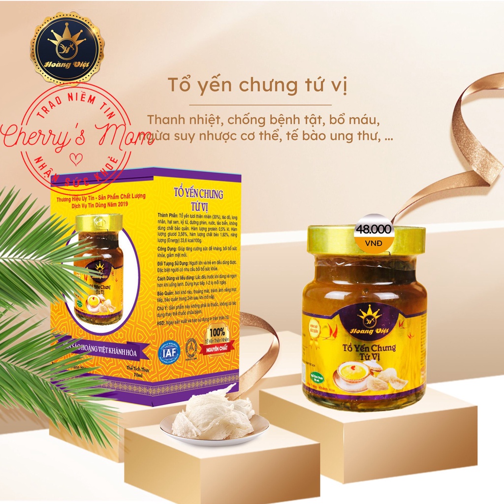 Tổ Yến Sào Chưng Tứ vị Hoàng Việt (01 Hũ) Chưng Sẵn 70ml Chính Hãng Nha Trang Khánh Hòa Cho Người già, Người ốm, Trẻ em | BigBuy360 - bigbuy360.vn