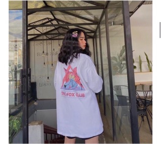 áo phông trắng fox club oversize unisex form rộng tay lỡ CLIP ẢNH THẬT cotton dư tú lệ